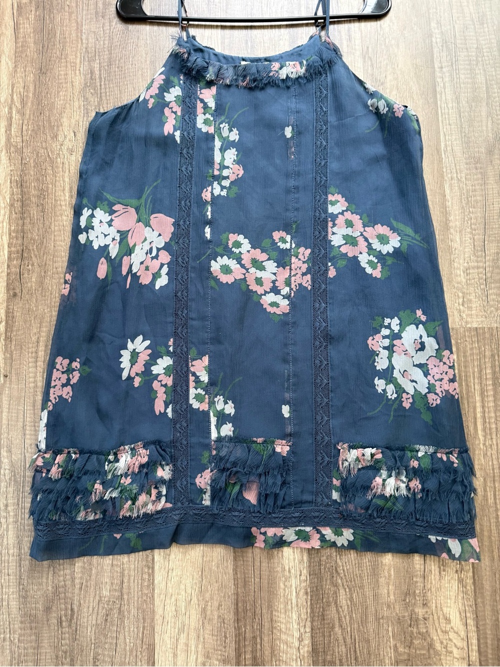 Joie 100% Silk Floral Lace Trim Mini Dress Size S
